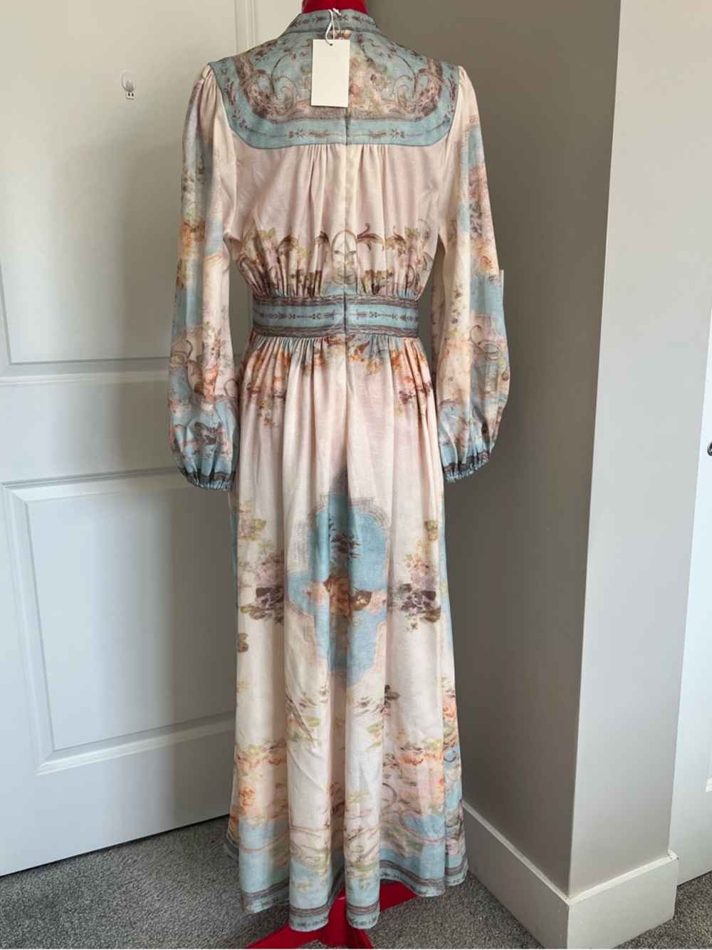 Zimmermann Pastel Floral Button-Front Maxi Dress in Blue and Cream - Picture 3 of 11
